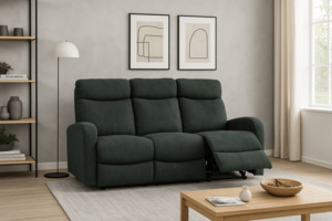 Verona 3 Seater Recliner Sofa - Black
