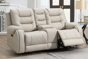 2 Seater Sofas: Liston 2-Seater Electric Recliner Sofa - Beige