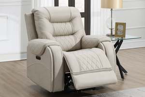 Single Chairs: Liston Single Seater Recliner Sofa - Chair - Beige