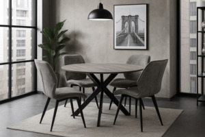 Tex 5 Piece Dining Set With Star Grey Chairs