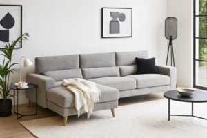 Santro Corner Sofa With Chaise - Light Grey