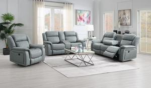 Gavin 3-Piece Electric Recliner Sofa Set - Grey