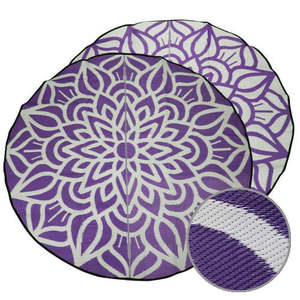 Recycled Plastic Mats: MANDALA Design Mat - PURPLE WHITE