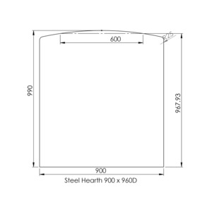 Metal Wall Hearth Powder Coated Black 900mm x 990mm - Lifestylels