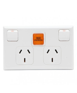 PDL695PWH PDL 600 Double Switched Socket RCD Neon Indicator 10A White