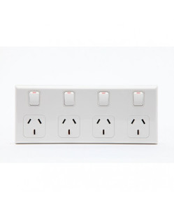PDL644WH PDL 600 Switched Socket 4-gang 10A White