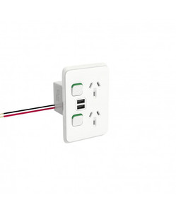 PDL392USB-VW PDL Iconic Double Switched Socket + Double USB A Vertical 10A Vivid White