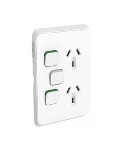 PDL392X-VW PDL Iconic Double Switched Socket + Switch Vertical 10A Vivid White