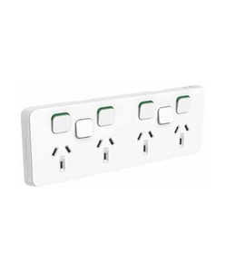 PDL395H4XXUA-VW PDL Iconic Switched Socket + Switches 4-gang 10A Vivid White