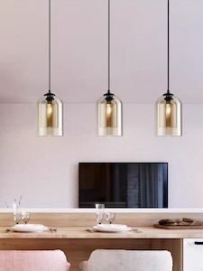 Double Glazed Amber Glass Pendant PLD482AM