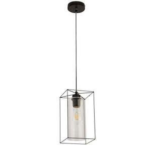 Feature Promotion: Black frame with clear glass cylinder shape pendant light PL0018B