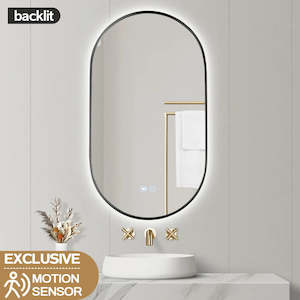 Led Mirrors: Backlit Gunmetal Grey Frame Oval Led Mirror OBLED5090GMG-S