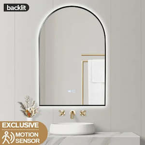 Led Mirrors: Backlit Gunmetal Arched LED Wall Mirror ABLED6090GMG-S