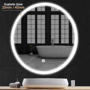 Led Mirrors: 900mm Round LED Wall Mirror with Dimister Touch Switch 3 Colours Lighting on 20mm Rim