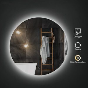 700x700mm Round LED Mirror with Demister Backlit Touch Switch 3 Colours Lighting Frameless
