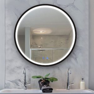 900x900x40mm Round Bathroom LED Mirror with Demister Touch Sensor Switch Wall Mounted