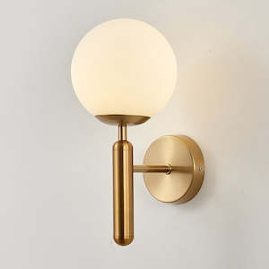 Brushed Gold Wall light with Global Glass  GX-W129G