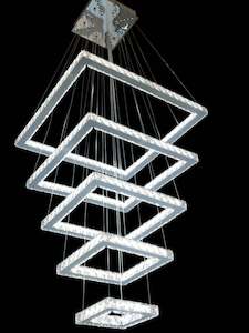 Stairway Pendant: Quadruple Square Staircase Chandelier BWCF620