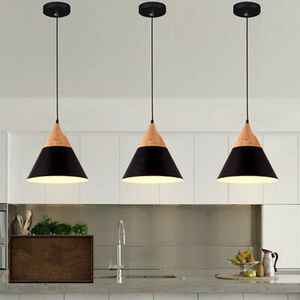 250mm Large Nordic Modern Looking Black Wood finish Pendant Light PL0125B