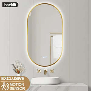 Led Mirrors: 500*900MM Backlit Brushed Gold/Gunmetal Grey Oval Led Mirror