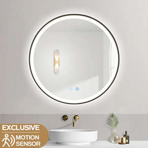 Led Mirrors: 600x600x40mm Round Bathroom LED Mirror with Demister Touch Sensor Switch Wall Mounted