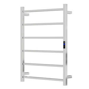 Silver/Black 6-Bar Square Stainless Steel Heated Towel Rail, 400Wx800Hx110D Time&hellip;