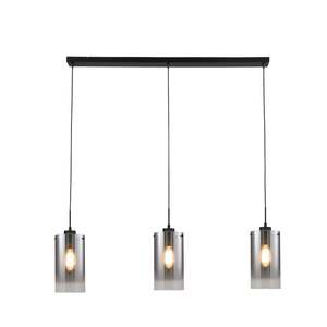 Kitchen Lighting Collection: Modern Minimalist Three-Light Kitchen Pendant Light Black Smoked Glass
