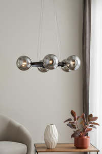 Pendant Lighting: Circle Smoked Black Glass Multi-Head Ceiling Pendant Light CIR6-15MG