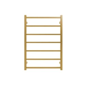 750Hx500Wx120D mm Square Brushed Yellow Gold Heated Towel Rail 7 Bars