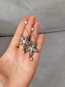 Rhea: Star Motif Crystal Drop Earrings