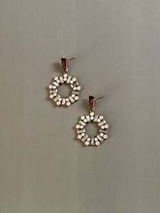 Rhea: Circular Crystal Drop Earrings