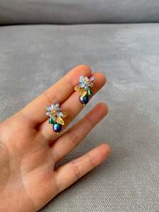 Rhea Drops: Petite Floral Drop Earrings