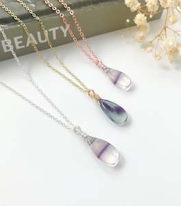 Mini Luna S: Rainbow Fluorite Drop - 16 inch