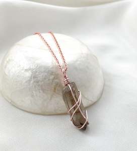Rose Gold Necklaces: Smokey Quartz Rose Gold