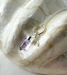 Amethyst + Pearl Charm Necklace