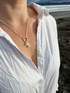 Moonstone + Pearl Charm Necklace