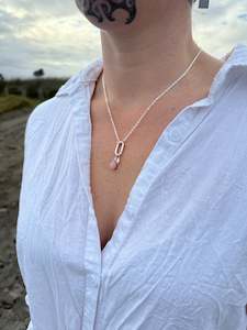 Pink Opal + Pearl Charm Necklace