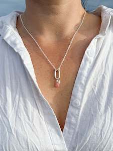 Pink Opal + Pearl Charm Necklace