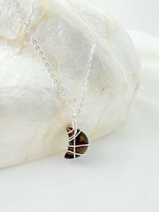 Tigers Eye Mini Moon Silver