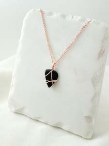 Rose Gold Necklaces: Black Obsidian Rose Gold