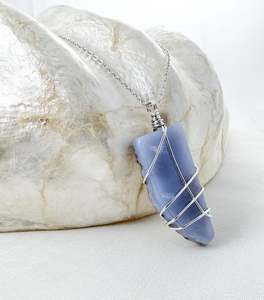 Silver Necklaces: Blue Lace Agate