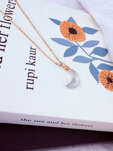 Gold Necklaces: Fluorite Mini Moon Gold Necklace