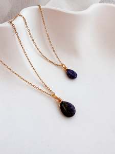 Gold Necklaces: Lapis Lazuli Drop Gold - 16 inch