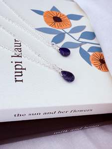 Silver Necklaces: Lapis Lazuli Drop Silver - 16 inch