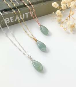 All Available Crystal Jewellery: Aquamarine Drop - 18 inch
