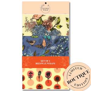 Wraps - Sets: Happiness and Hydrangeas - Set of 3 Beeswax Wraps