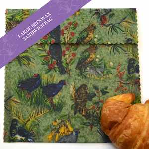 beeswax food wraps: Birds of Aotearoa - large sandwich bag