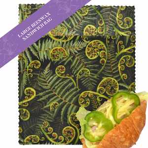 beeswax food wraps: Koru Fronds - large sandwich bag