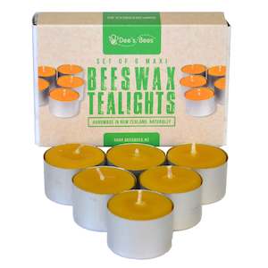 Beeswax Candles: Beeswax Tealight Candles - Maxi set of six