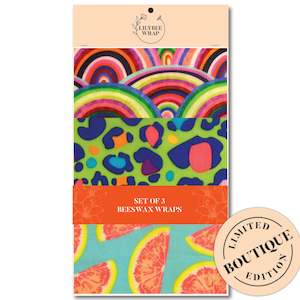 Sets Of 3 Beeswax Wraps: Over a Technicolour Rainbow - Set of 3 Beeswax Wraps